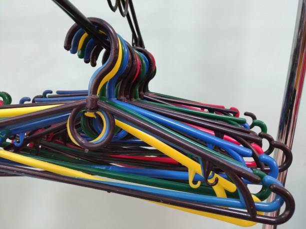 istock multicolored hangers of a trempel, second-hand 1029566470