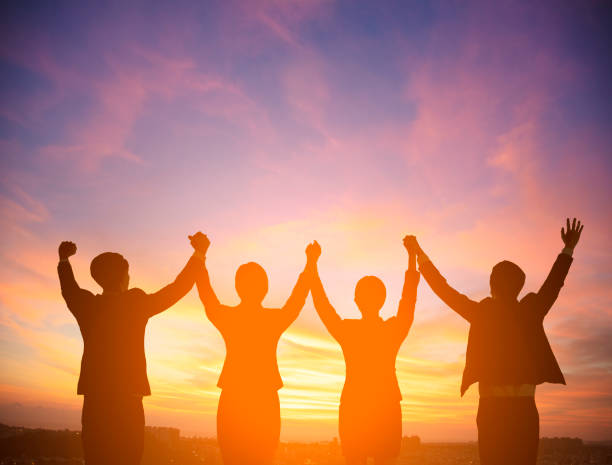 istock Silhouette of success business team concept 1029573020