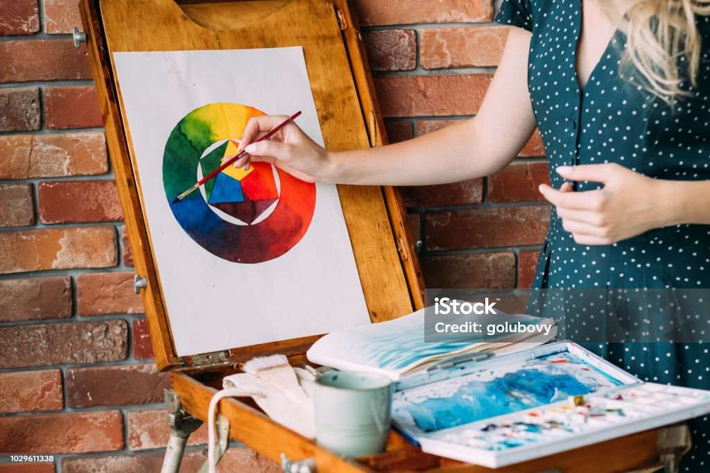 Art Therapy Painting Class Watercolor Color Wheel Stock Photo - Download  Image Now - Adult, Art, Art Product - iStock