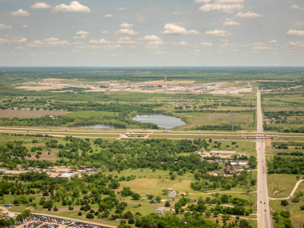 Aerial View of the Austin Airport With Tollway in the foreground Aerial View of the Austin Airport With Tollway in the foreground austin airport stock pictures, royalty-free photos & images