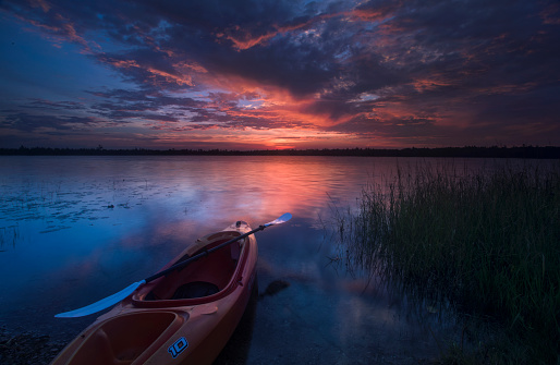 Marl Lake kayak sunrise,Roscommon, Michigan