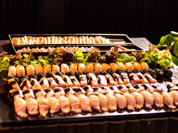 istock Buffet Sushi bar dinner in restaurant. 1029627882