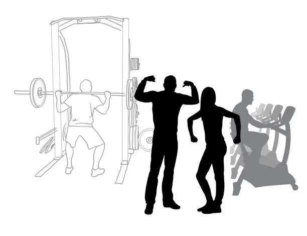 Vector illustration of Gun Show At The Gym