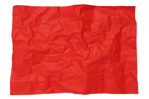 istock Red crumpled paper isolate on white background with clipping path. 1029635344