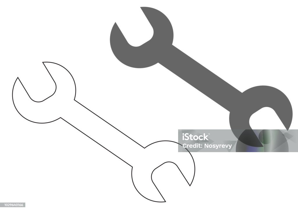 Wrench colorful and in black and white colors, icon. Vector illustration. Black Color stock vector