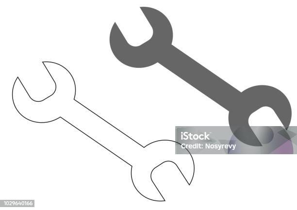 Wrench Colorful And In Black And White Colors Icon Vector Illustration Stock Illustration - Download Image Now