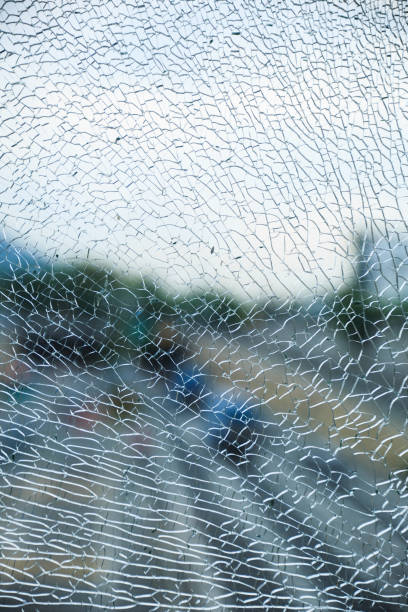 closeup of boken glass texture