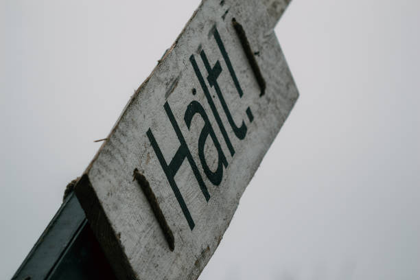 istock The inscription on the barrier sign - Stop 1029640662