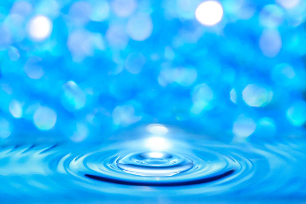 Splash drops of bright blue water.