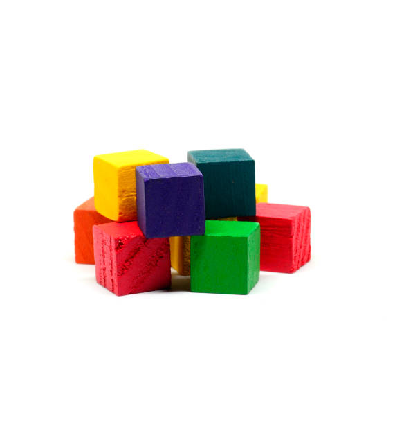 istock Colorful wooden cube isolated on white background. Abstract concept for education and teamwork 1029650518