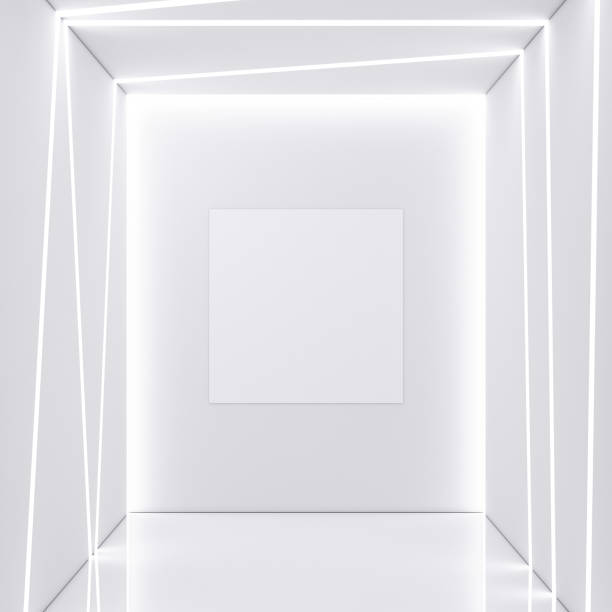 istock Square Canvas on white wall in room with light stripes, 1029650718
