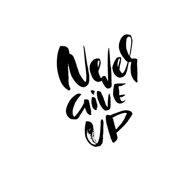 istock Never give up. Hand drawn modern brush lettering. Typography banner. Ink vector illustration. 1029653528