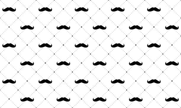 아버지의 날 배경입니다. 도트-귀여운 원활한 벡터 패턴 블랙 콧수염. - mustache stock illustrations