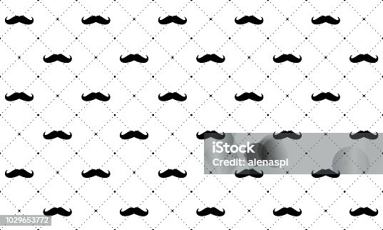 istock Father's day background. Black mustache with dots - cute seamless vector pattern. 1029653772