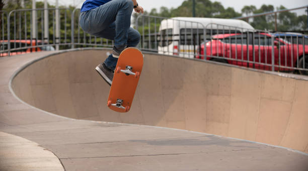 istock Skateboarding on skatepark ramp 1029657312