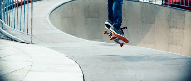 istock Skateboarding on skatepark ramp 1029665220