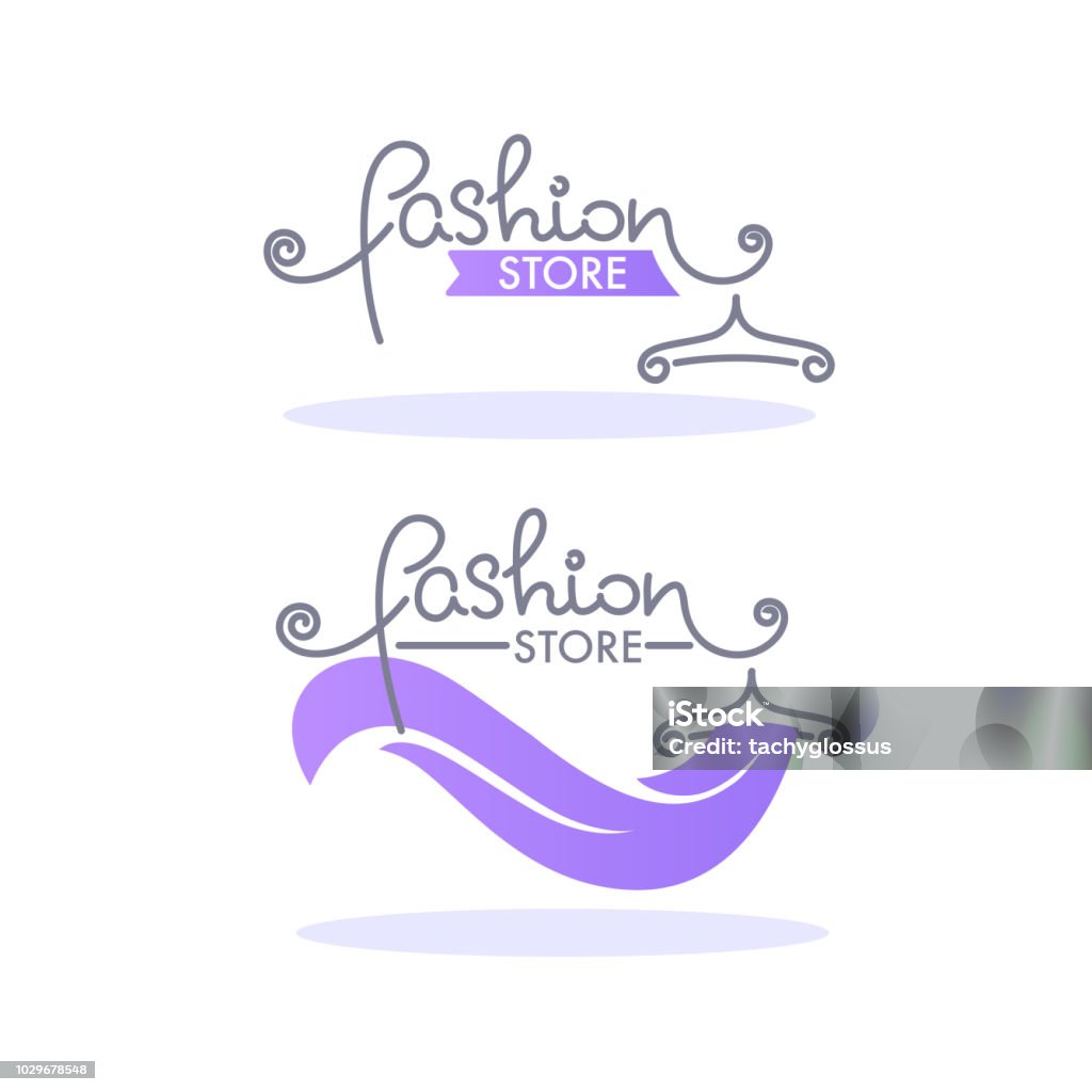fashion boutique and store logo, label, emblem with handdrawn lettering composition Logo stock vector