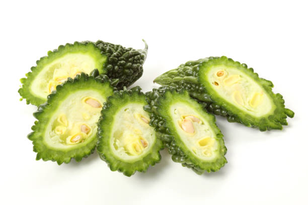istock Bitter gourd slice  Isolated on White Background 1029684148