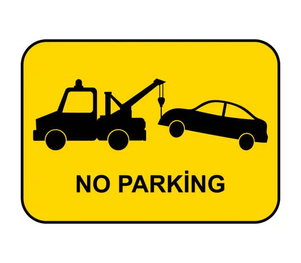 Vector illustration of Tow truck traffic sign