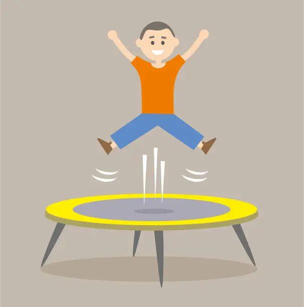 Vector illustration of Jumping on the trampoline