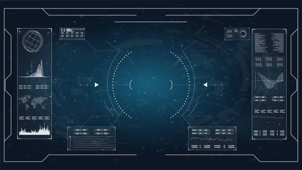 istock Hud. Illustration for concept design. Hud dashboard display. Lcd tv monitor, vector illustration. Hud game. Hud ui  app. 1029708164