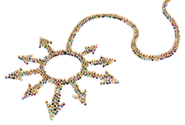 istock Cartoon Crowd, Ring Arrows Road 1029717352