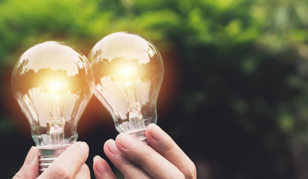 istock Hand holding light bulbs with glowing on nature background. Idea, creativity and saving energy with light bulbs concept. 1029717880