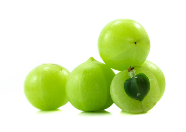 istock Gooseberries Indian gooseberry on white background. 1029723584