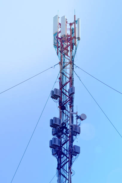 istock Telecommunications equipment - directional mobile phone antenna dishes. Wireless communication. 1029741416