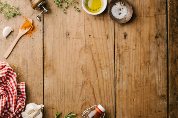 istock Spices and ingredients for cooking on wooden 1029756142