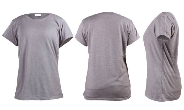 istock Women's blank grey t-shirt, front, back and side vie template 1029759624