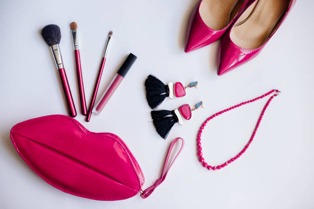istock Pink shoes, cosmetics and accessories. 1029765376