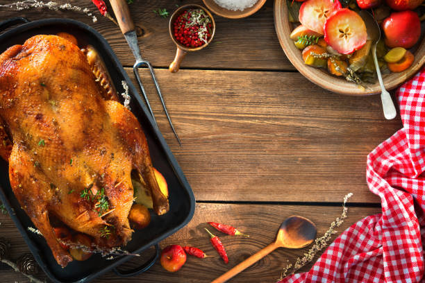 istock Roast Christmas duck with thyme and apples 1029765826