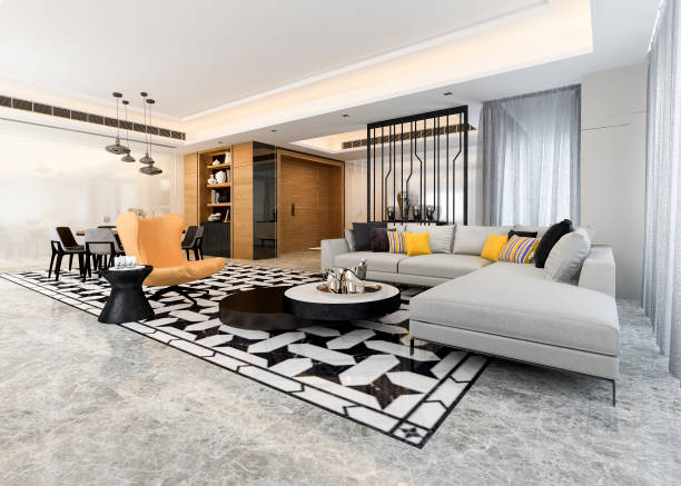 istock 3d rendering modern dining room and living room with luxury decor 1029774004