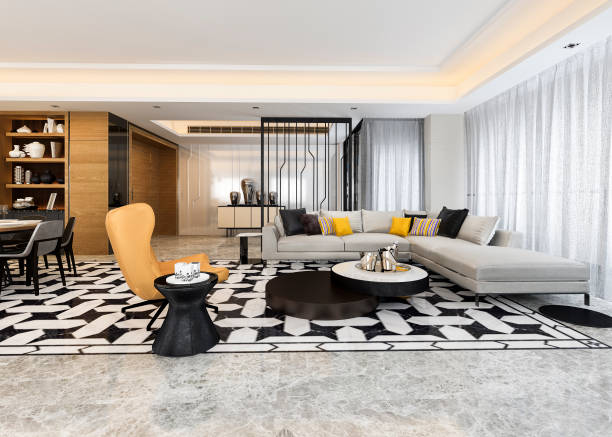 istock 3d rendering modern dining room and living room with luxury decor 1029774006