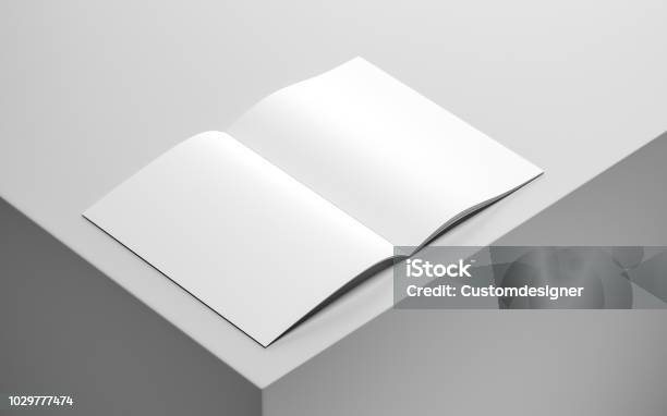 Blank Magazine Album Or Book Mockup Stock Photo - Download Image Now - Magazine - Publication, Template, Brochure