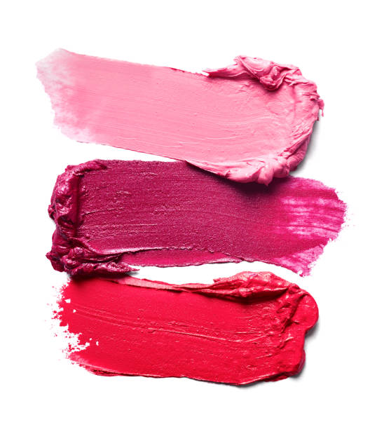 échantillon de rouge à lèvres peinture couleur maquillage beauté - crushed make up cosmetics lipstick photos et images de collection