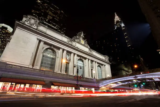 Photo of Grand Central on Pershing Square at dusk, New York City
