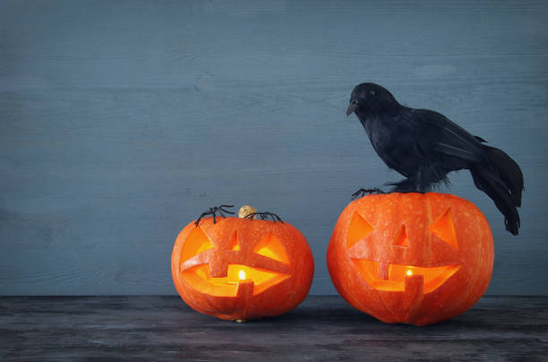 istock Halloween holiday concept. Pumpkins over wooden table. 1029791800