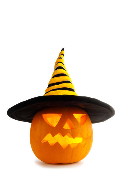 istock Halloween pumpkin with witches hat 1029794962