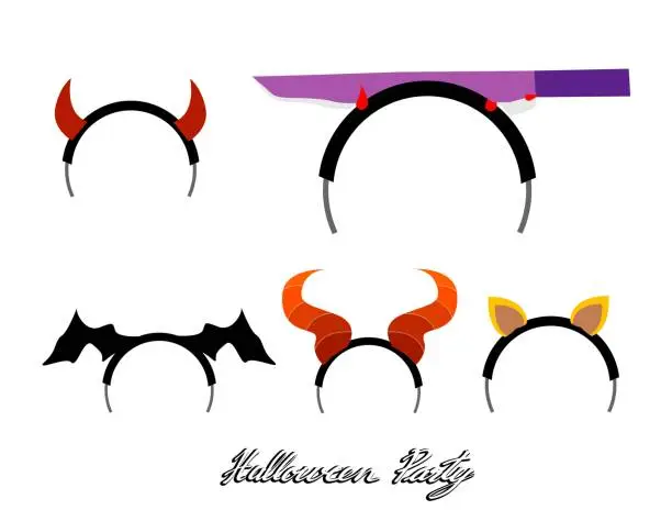 Vector illustration of Set of Halloween Costume Headbands For Halloween Party