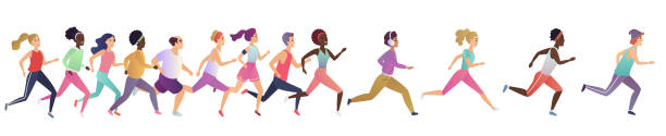 走っている人達をジョギングします。スポーツ グループの考え方を実行しています。選手 maraphon ランナーのレースの人、さまざまな人のランナーです。 - maraphon点のイラスト素材／クリップアート素材／マンガ素材／アイコン素材