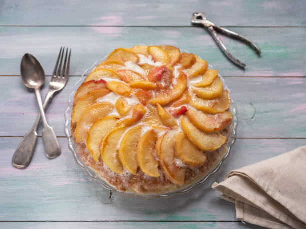 istock Sweet holiday cake with peaches and cream 1029831168