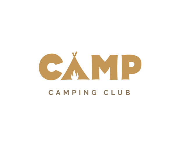 Camp vector sign Camp vector sign. Camping logo design with tent and fire camping stock illustrations