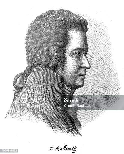 Portrait Of Wolfgang Amadeus Mozart 1770 Stock Illustration - Download Image Now - Wolfgang Amadeus Mozart, 18th Century Style, Adult