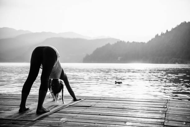 istock Woman Exercising On Floorboard At Beach 1029848648