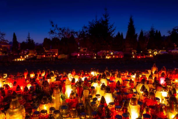 istock Grave Lights at the All Saints Day 1029854236