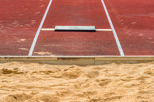 Long Jump Pit In A Stadium