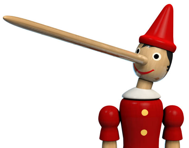 Pinocchio Character Toy Portrait Pinocchio Long Nose Character Wooden Doll. Clipping path included. bluff stock pictures, royalty-free photos & images