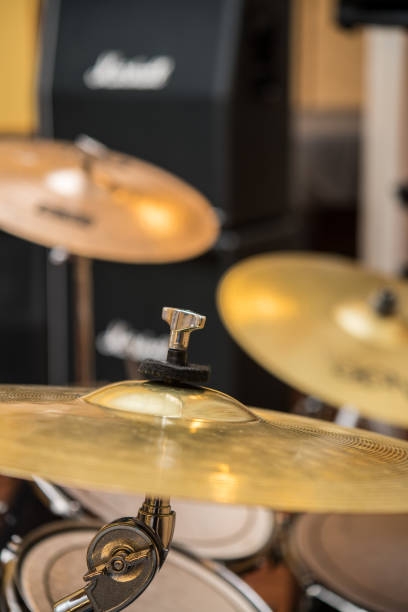 istock Drum bronze cymbal plate close up rythm concept 1029874912